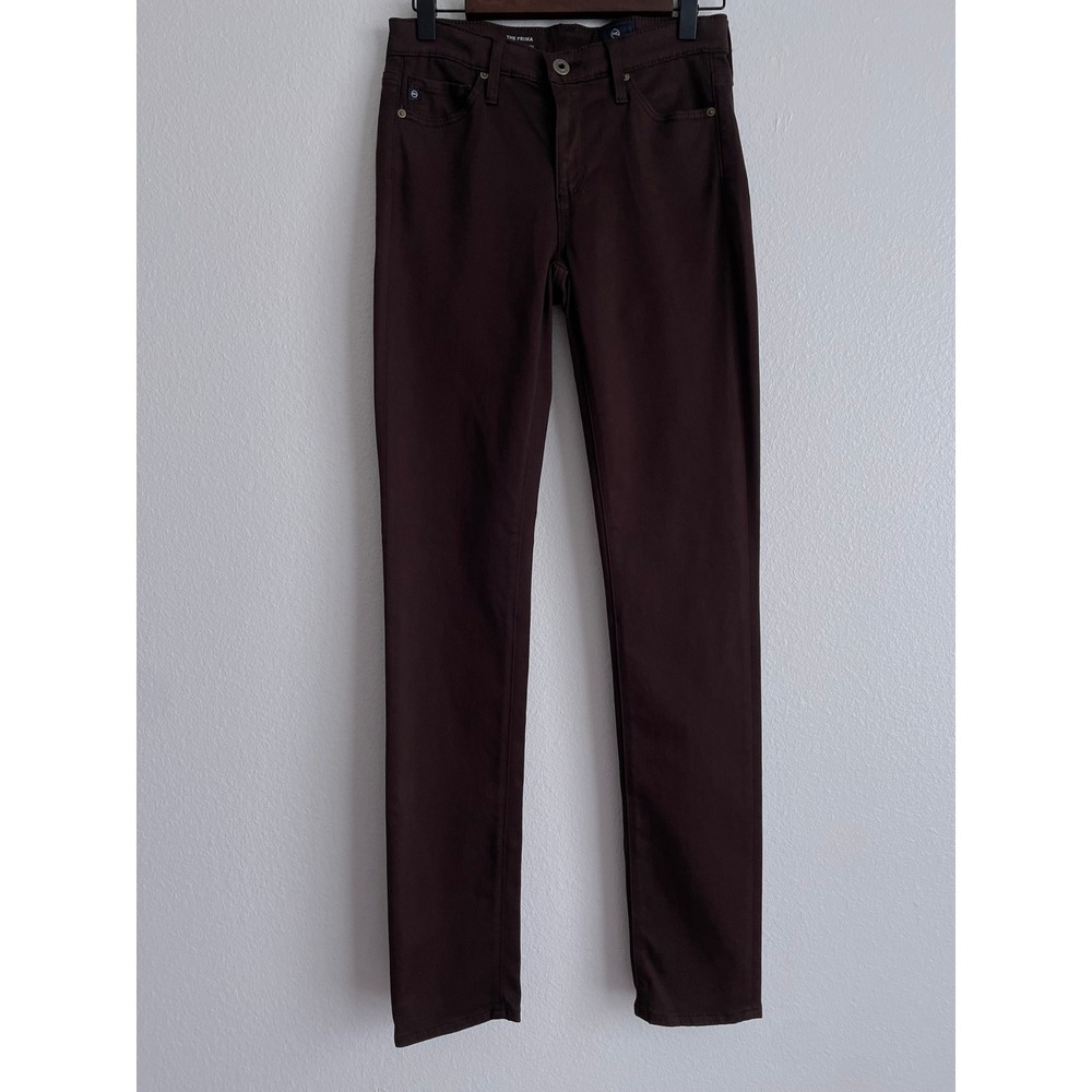 AG Adriano Goldschmied The Prima Cigarette Jeans Cotton Women 24 Brown Mid Rise